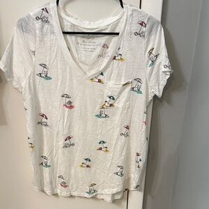 Torrid White Tee with Colorful Umbrella Print